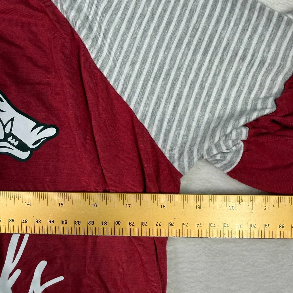 Gameday Couture Arkansas Razorbacks Womens Large Ringer Tee Shirt Red Gray - Picture 4 of 6